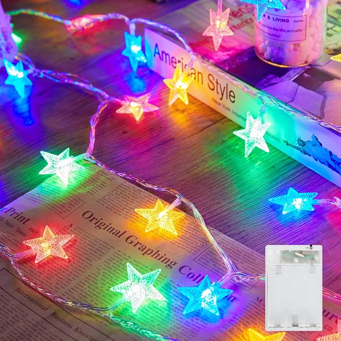 Minetom Star String Lights Battery Operated - 17 ft 50 LED Star Fairy String by Minetom