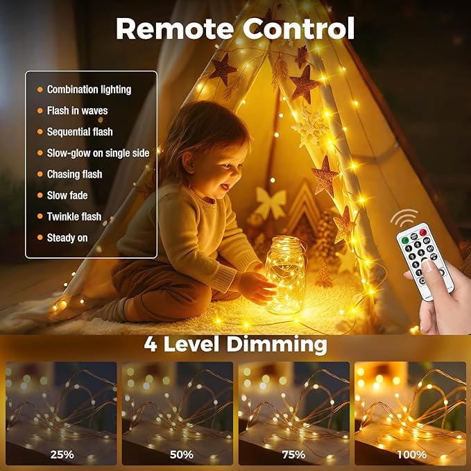 btfarm Fairy Lights Plug in with Remote, 660FT 2000 LED Outdoor Twinkle Lights Waterproof with Timer, 8 Modes Indoor String Lights for Bedroom Patio Garden Wedding Christmas Decoration, Warm White