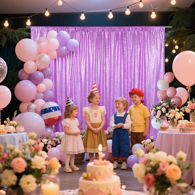 SquarePie 8x8ft Lavender Sequin Backdrop, High Density Non-Transparent Glitter - Image 2