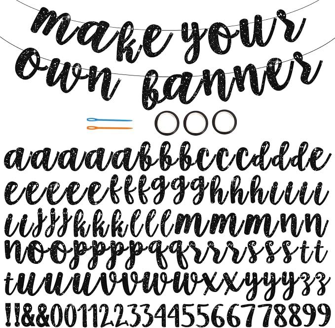 BEISHIDA Glitter Black 116 PCS A-Z DIY Letter Banner Kit Make Your Own by Beishida