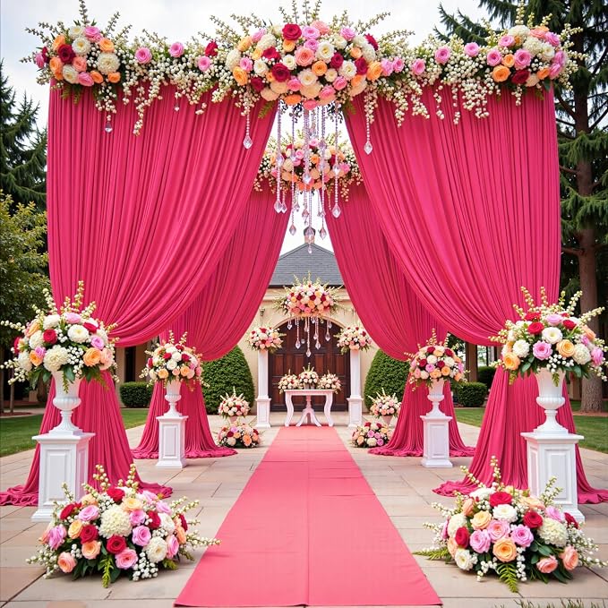 30 ft x 10 ft Wrinkle Free Fuchsia Backdrop Curtain - Image 2