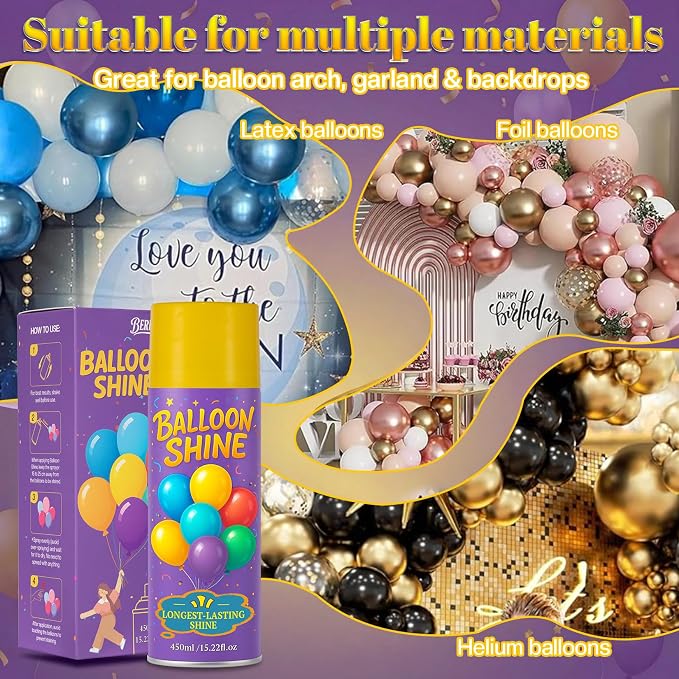 Balloon Shine Spray for Party : 15 oz Balloons Spray Silicone for Father's - Image 6