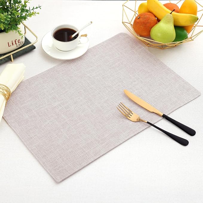 Homaxy Cloths Placemats for Dining Table Set of 6, Cotton Linen Blend Table Mats - Image 4