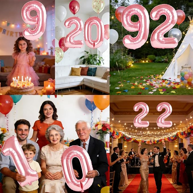 40 Inch Number 92 Balloons for 92nd Birthday Party Decorations, 0-100 Jewelry - Image 7