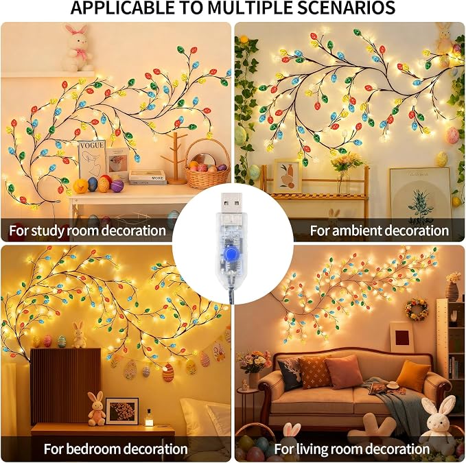 4FT 48LED USB Easter Egg Tree Branch Lights - Image 6
