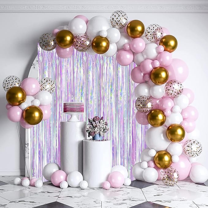 Voircoloria 2 Pack Iridescent Purple Foil Fringe Curtains, Glittering Tinsel - Image 7