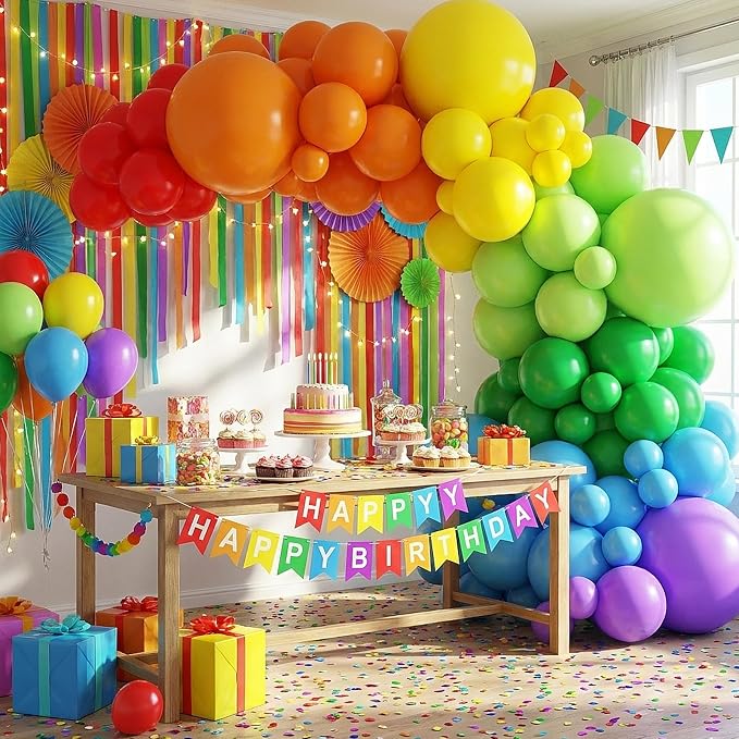 RUBFAC Rainbow Balloon Arch Kit 129pcs Different Sizes 18 12 10 5 Inch | Latex - Image 6