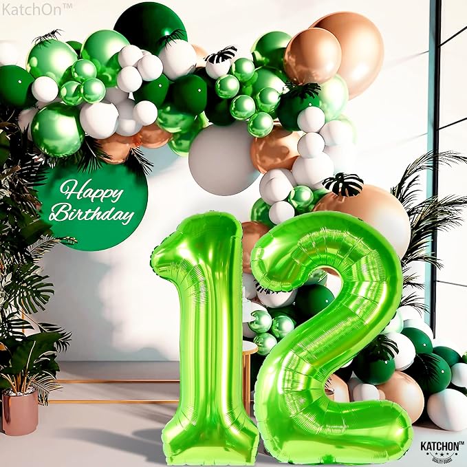 KatchOn Light Green 12 Balloon Number 40 Inch | Lime Green 12 Balloon, Happy - Image 7