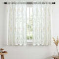 White Sheer Curtains Beige Embroidered Leaf 2 Panels 54 Inches | Light by VISIONTEX
