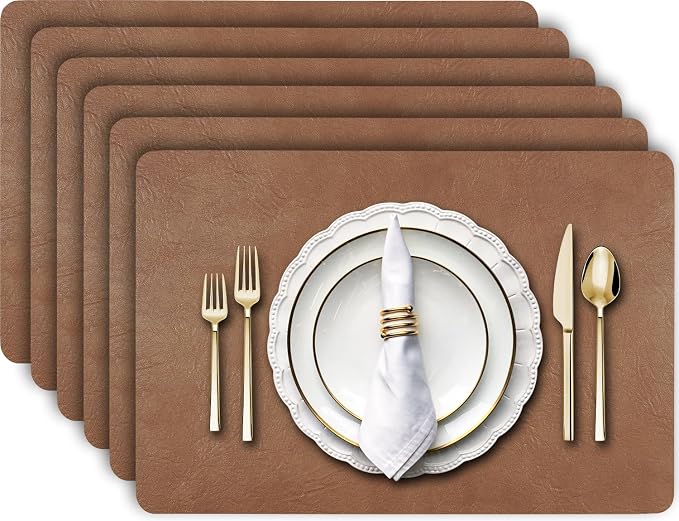 Aofmee Faux Leather Placemats Set of 6 by Aofmee