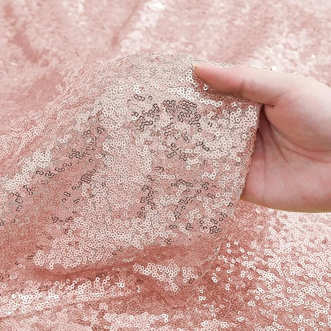 Sugargirl Rose Gold Sequin Backdrop Curtain 6 Panels 2FTx8FT Glitter Rose Gold - Image 4