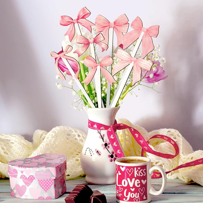 TICIAGA Pink Bow Wooden Picks - Image 4