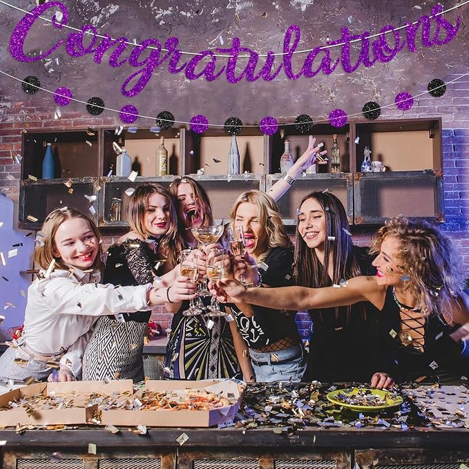 Purple Congratulations Banner Sign Prestrung Congrats Banner Garland - Image 5