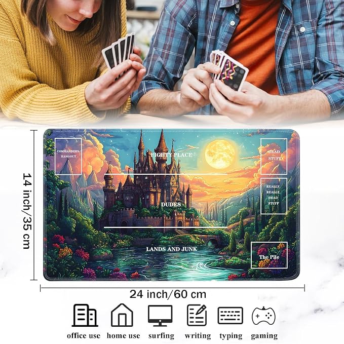 for TCG Playmat with Zones, Non-Slip Rubber Bottom Trading Card Game Mat with - Image 2