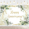 Withu Happy Anniversary Backdrop Sign Decorations Banner Sage Green Gold by withu
