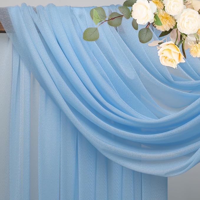 Wedding Arch Draping Fabric Backdrop Drapes 28.7"x 20FT, Dusty Blue | Sheer - Image 4