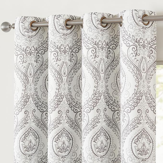 jinchan Brown Blackout Curtains 96 Inch Damask Vintage Grommet 2 Panels | Room - Image 9