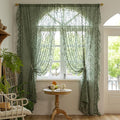 Deeprove Olive Green Boho Sheer Lace Ruffled Curtains 2 Panels Crochet 84 Inch by Deeprove