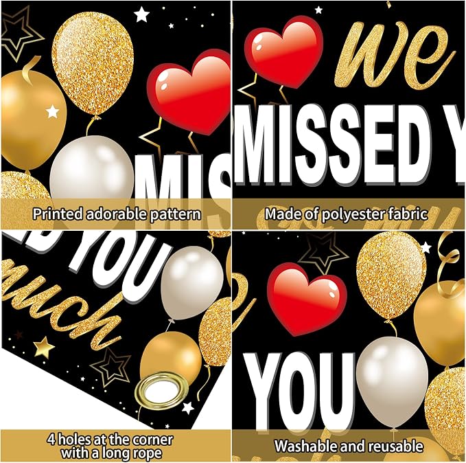Zirtorei 2Pcs Welcome Home Decorations We Missed You So Much Banner | Black - Image 6