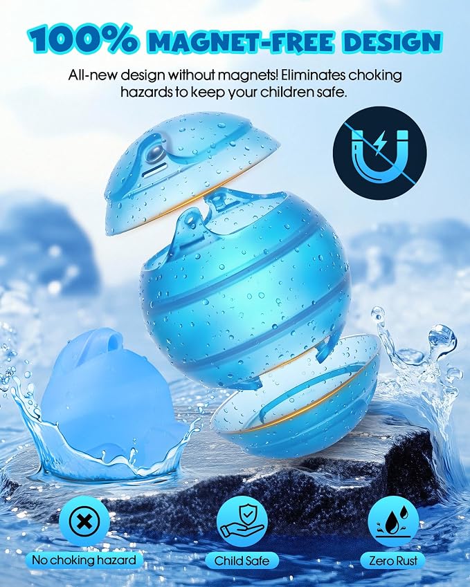 12PCS Reusable Water Balloons No Magnets, 100% Silicone Quick Fill Water Balls - Image 2