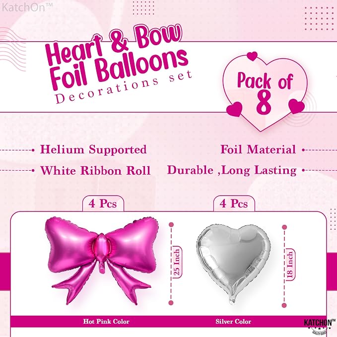 KatchOn Silver Foil Heart Balloons Set 25 Inch, Heart Shaped Balloons - Image 2