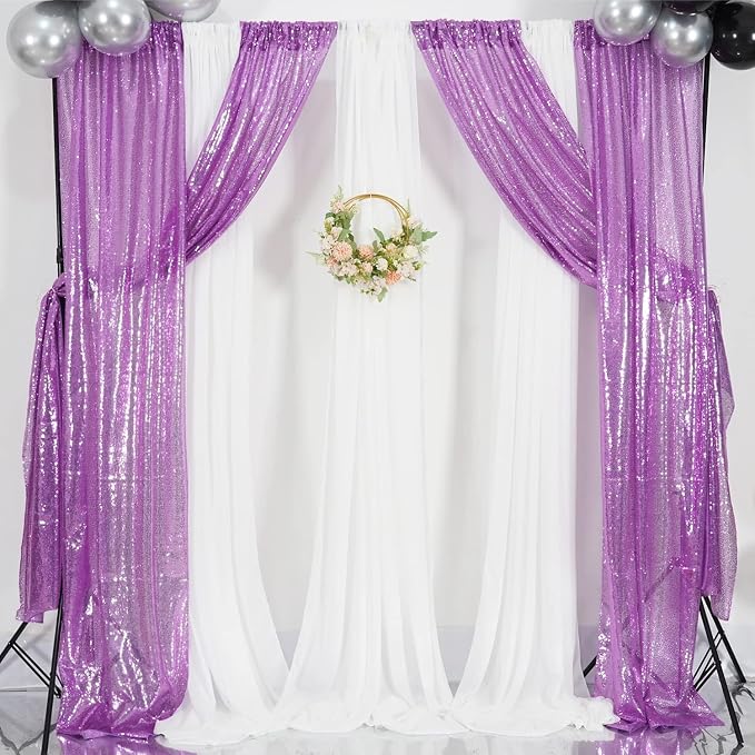 Poise3EHome 2Pcs 2Ft x 8Ft Sequin Backdrop Curtains, Glitter Photography - Image 2