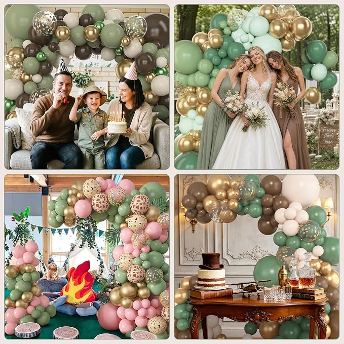 Amandir 153pcs Sage Green Brown Balloons Arch Garland Kit Different Sizes | 18 - Image 6