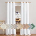 NICETOWN White Linen Bedroom Curtains 84 inches Long, Grommet Thick Linen Blend by NICETOWN