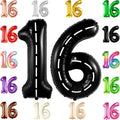 KatchOn Black 16th Birthday Balloons 40 Inch | 16 Balloon Numbers, 16th by KatchOn