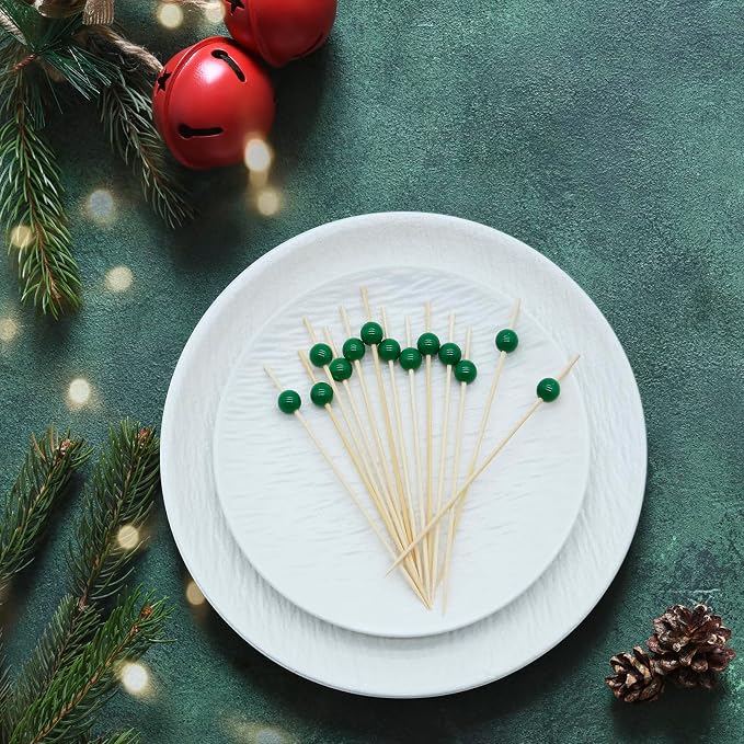 Minisland Dark Green Pearl Bamboo Cocktail Picks, Decorative Toothpicks | 4.7 - Image 3