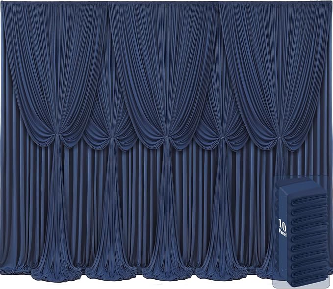 10 Panels Navy Blue Backdrop Curtains by Tao-GePartyDecorations
