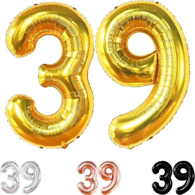 KatchOn Gold 39 Balloon Number 40 Inch, 39 Birthday Decorations | Gold 39 by KatchOn