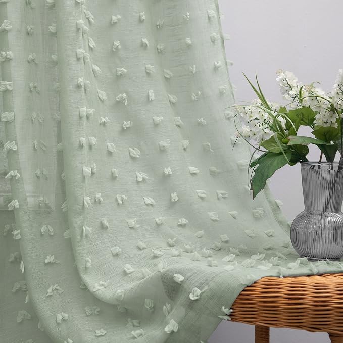 KOUFALL Sage Green Small Curtains - Image 2