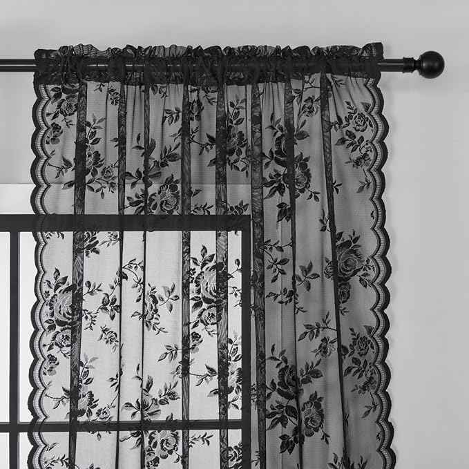 SEEKRIGHT Black Lace Curtains - Image 3