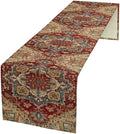 Boho Bohemia Style Table Runner, Vintage Red Brown Retro Flower Rustic Country Style Floral Print Pattern for Home Kitchen Table Decor Dining Coffee Room Garden Party Decor 13x120in