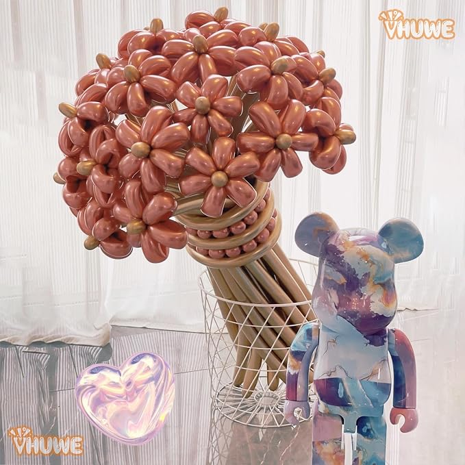 260 Balloons Metallic Rose Gold, Thickened 100 Pack Long Balloons Twisting - Image 5
