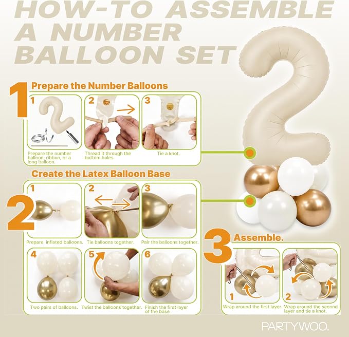 PartyWoo Number Balloons 40 Inch White Number 2 Kit 25pcs - Image 7