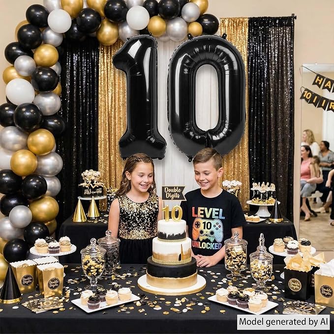 Black Number 10 Balloon 40 Inch, Foil Numeral - Image 3