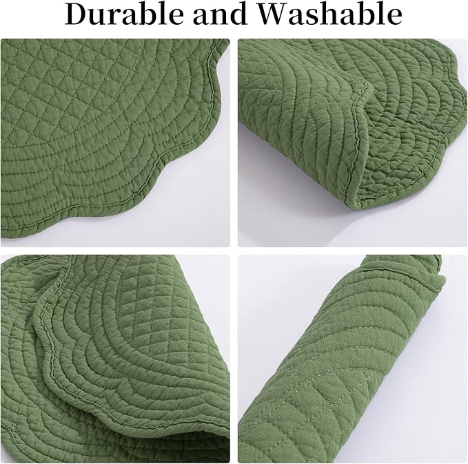 HOMBYS Quilted Placemats Set of 6 Washable Round Placemats - Image 5