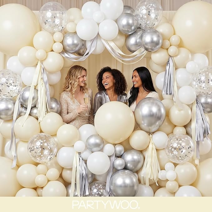 PartyWoo Beige Balloons 152pcs Cream Ivory Color 18 12 10 5 Inch | Balloons - Image 5