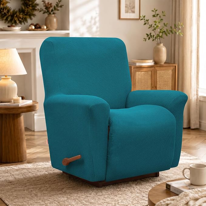 Recliner Chair Covers, 1-Piece Lazy Boy Recliner Covers, Peacock Blue | - Image 6