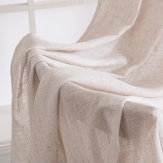 MIULEE Natural White Linen Curtains 37x72 Inch Length 2 Panels | Window Drapes - Image 6