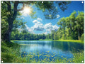 Fabric 8x6ft Lake Natural Scenery Backdrop River Camp Banner | Mountain Forest by ZTHMOEBACKDROP