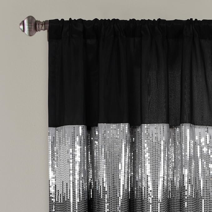 Lush Decor Night Sky Window Curtain Panel, Single 42"W x 63"L Black & White - Image 2