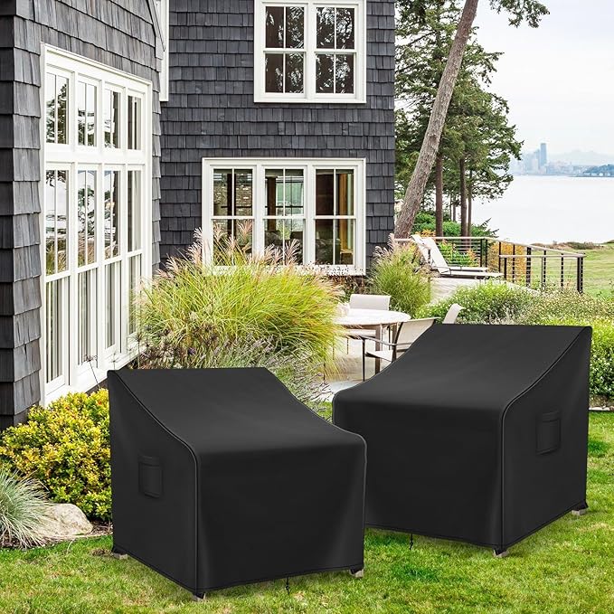 Outdoor Swivel Chair Covers Waterproof, Outdoor Rocking Chair Covers 2 Pack, Patio Chair Covers for Outdoor Furniture Fits up to 31.5W x 33.5D x 36H inches, Black