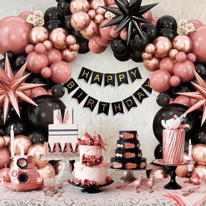 Dusty Pink and Black Balloon Arch, Blush Pink Balloon Garland - Image 5