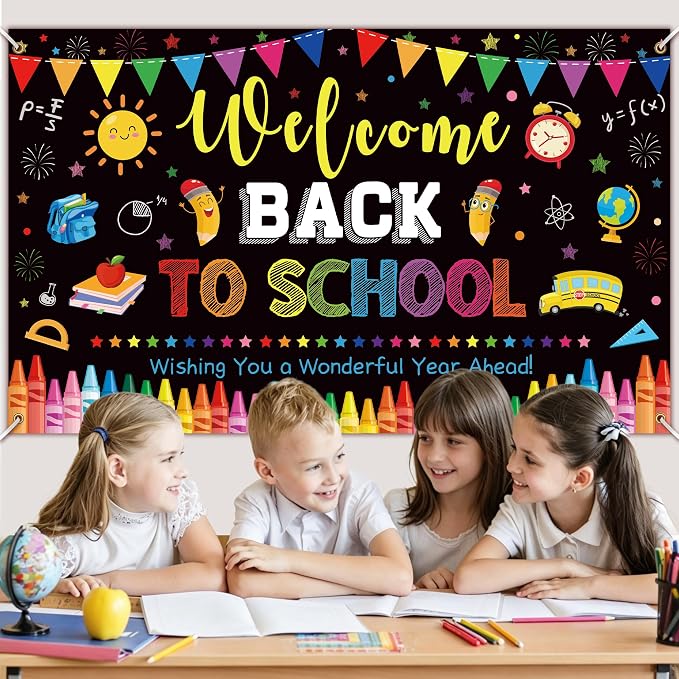 Back to School Decorations, Large 71" x 43" Welcome Back to School Backdrop | - Image 2