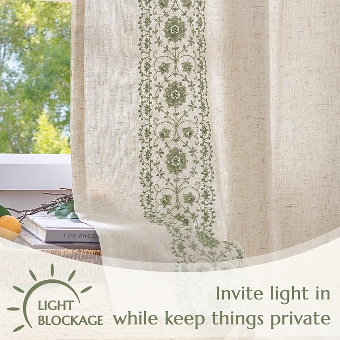 jinchan Floral Linen Curtains - Image 4