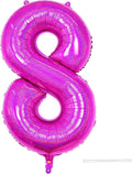 Hot Pink 8 Balloon, 40 Inch Large Laser Hot Pink Foil Helium Number Balloons 0-9 by KYGNE