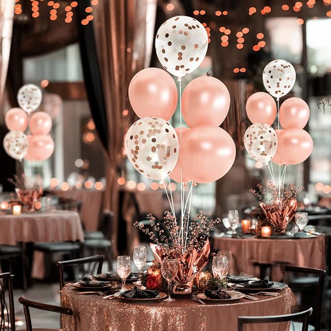 4 Set Rose Gold Table Balloons Foil Spray Centerpiece - Image 4